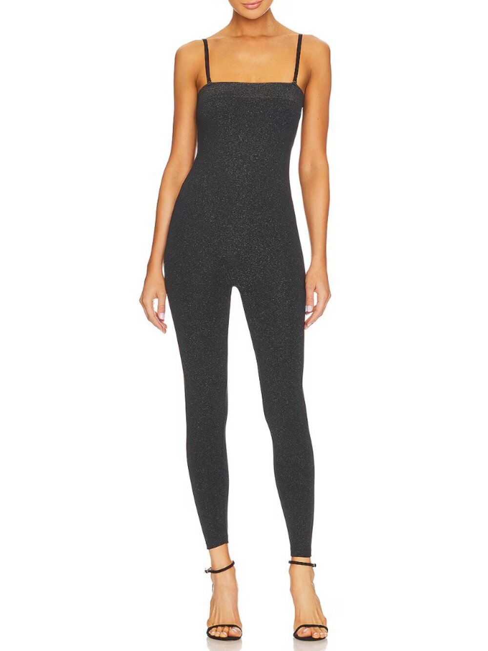 Wolford Shiny Jumpsuit 57155 Black Metallic Silver Removable Straps Strapless